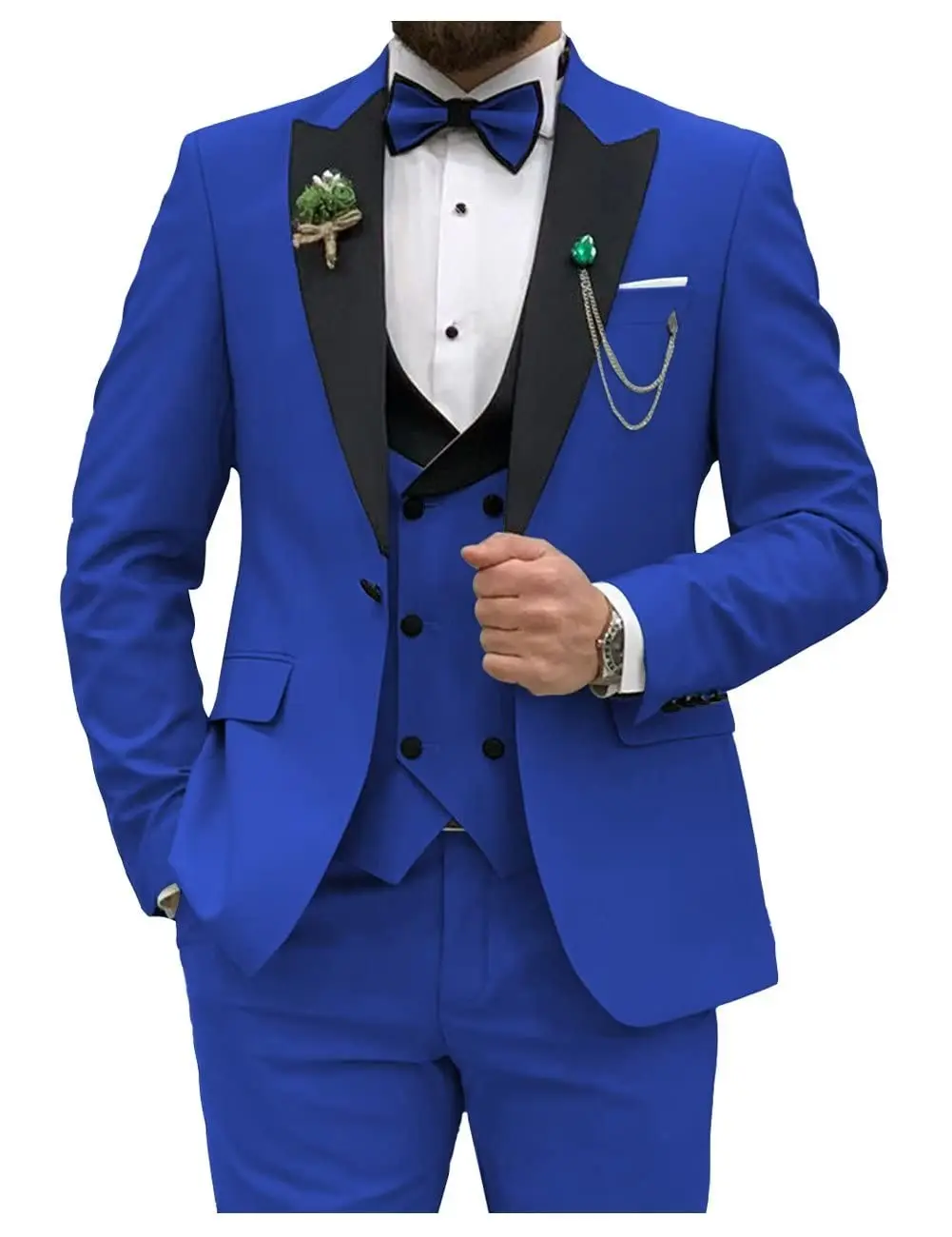 Men Grooming Outfit - Costumes pour hommes bleu Royal, coupe