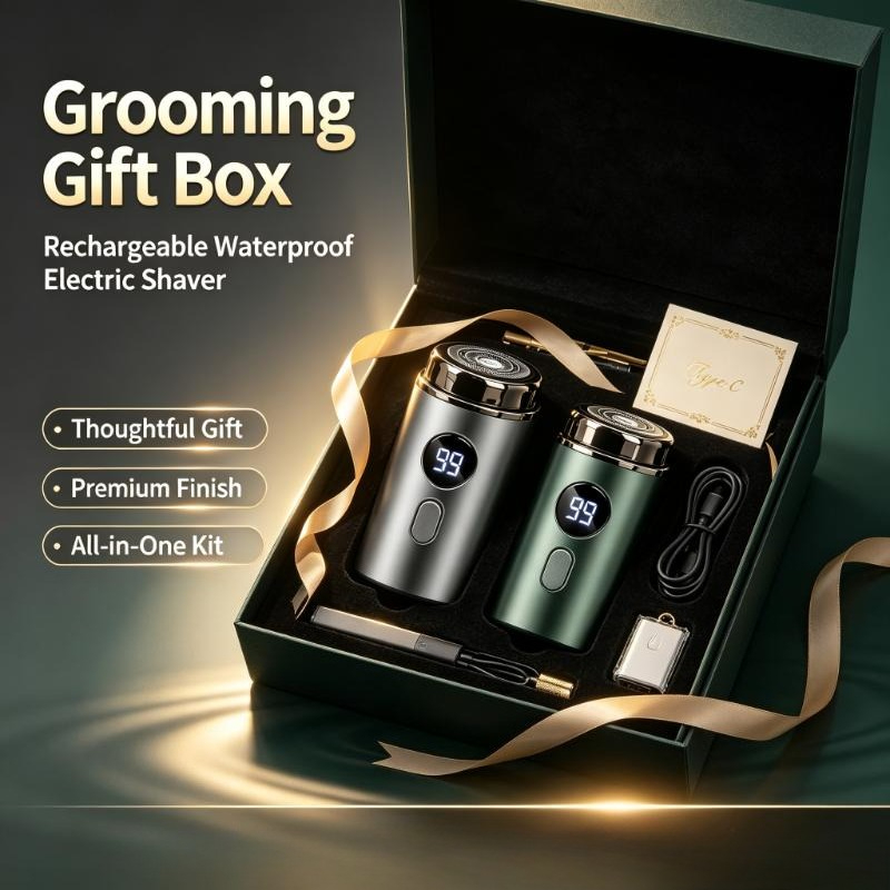 Men'S Grooming Gift Box - Rasoir électrique rechargeable par USB, étanche,