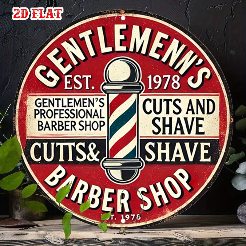 Men'S Grooming Barbershop - Panneau rond plat en aluminium 2D