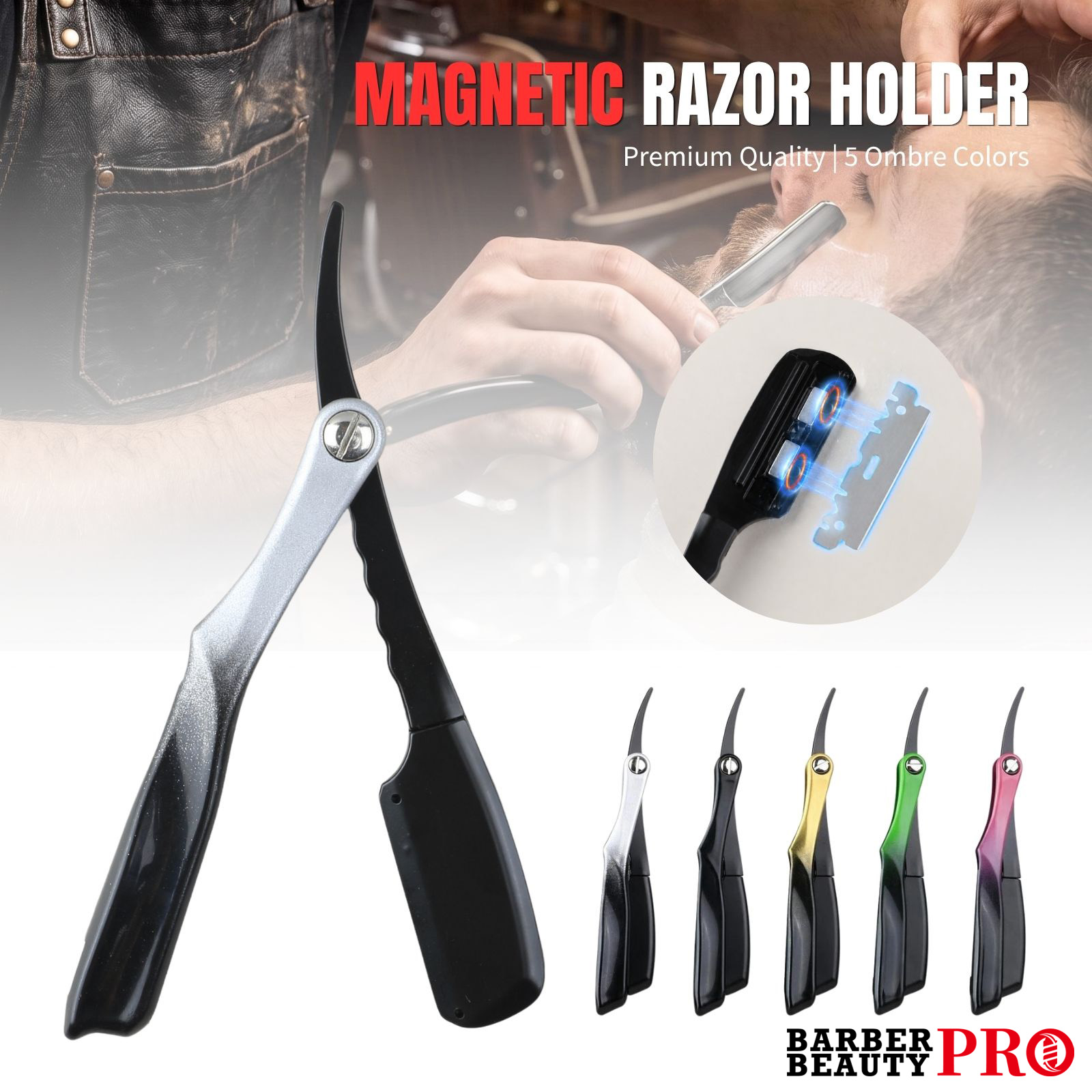 Men'S Grooming Barbershop - Support magnétique pliable pour rasoir droit,