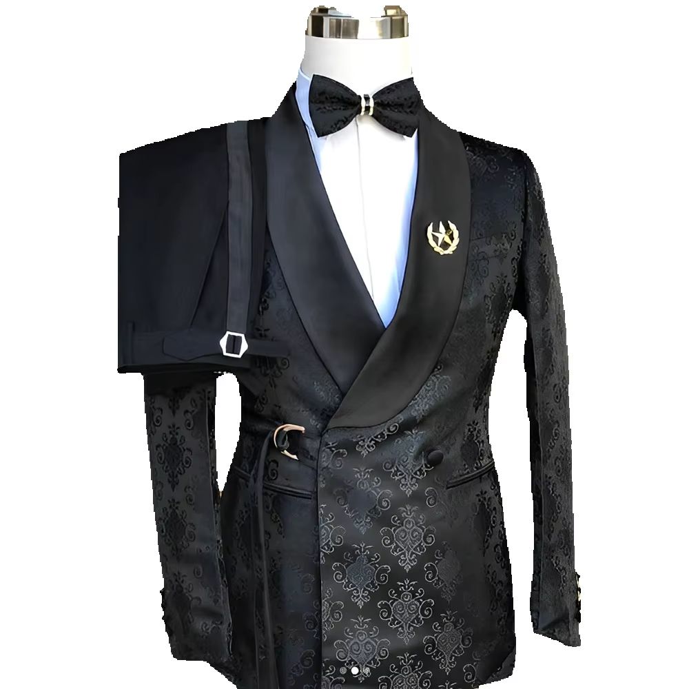 Costume 2 pièces à motif noir  - Men Grooming Outfit avis et prix