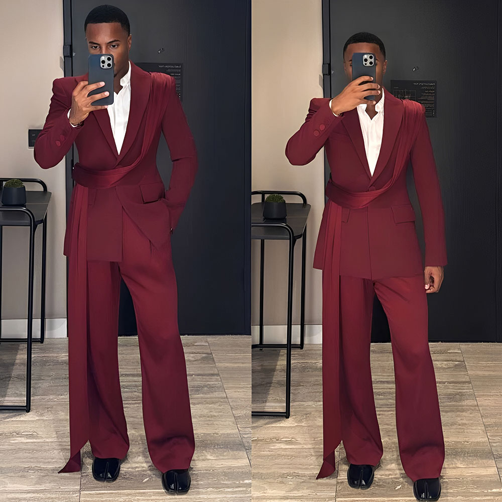 Costume 2 pièces bordeaux pour - Men Grooming Outfit avis et prix